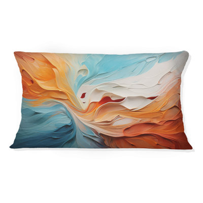 Coussin à imprimé abstrait bleu sarcelle avec motif abstrait «I» Dams