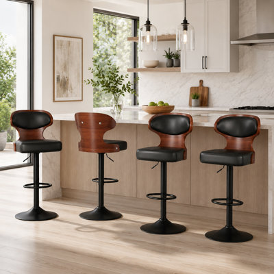 Bentwood Adjustable Height Swivel Bar Stool
