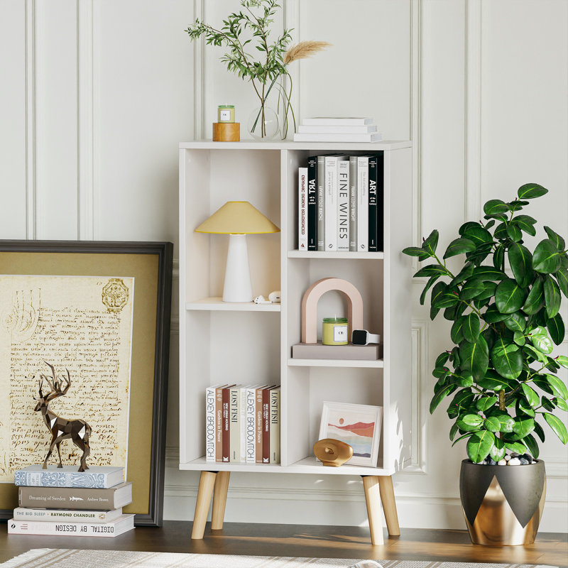 Jaen Solid and Manufactured Wood Cube Bookcase, Grand White, (5 Shelves) 36.5" H x 19.7" W x 9.4" D