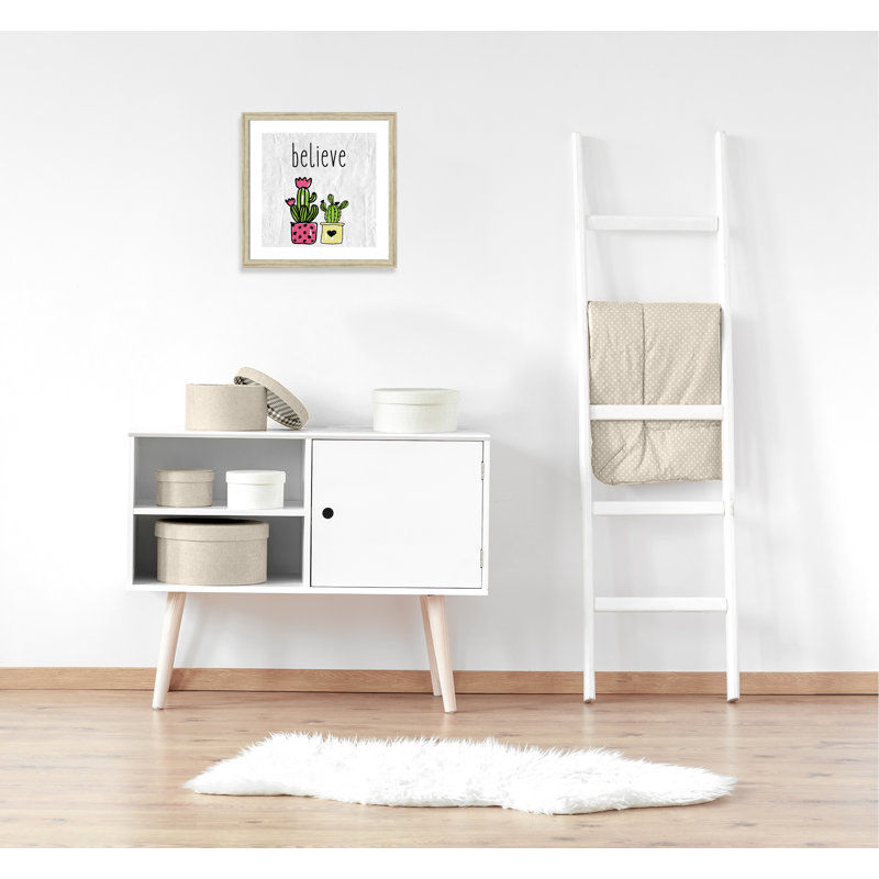 Cactus B, art encadré, H 22,5 po x l 22,5 po x P 0,6 po, Beige Flat Framed