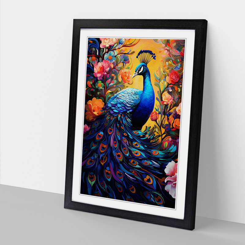 Peacock Neo-Plasticism - Framed Print, Black Framed, 34cm H x 25cm W x 2" D