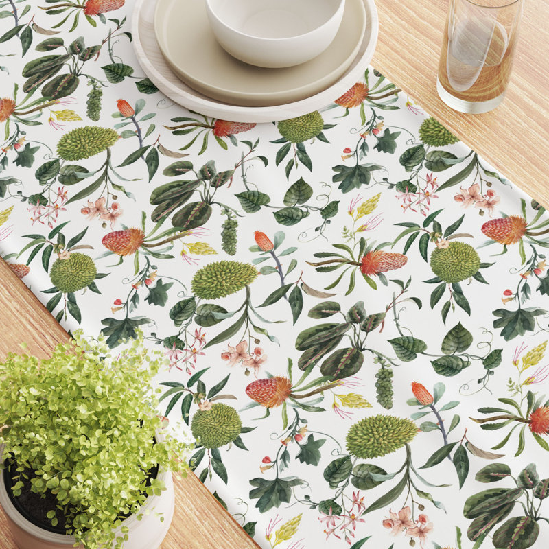 Garlyn Flowers and Leaves Table Runner, 108" x 14"