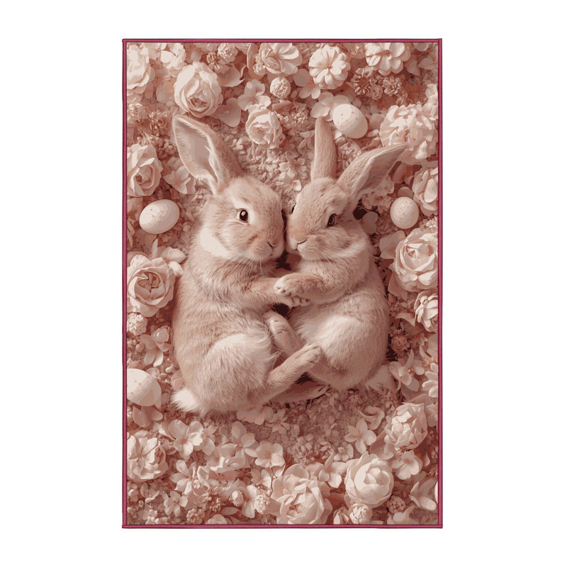 Soft Plush Esser Easter Modern & Contemporary Abstract Area Rug in Brown – Rose Binding, 4x6