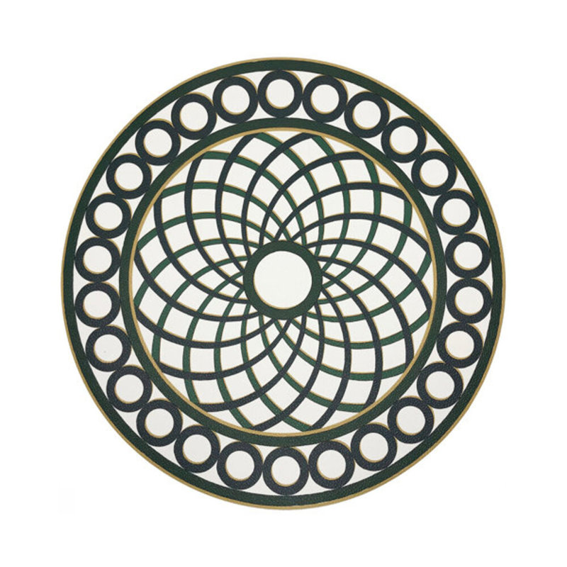 Timothy Corrigan Treillage Vegan Leather Round Pebble Placemat, Green