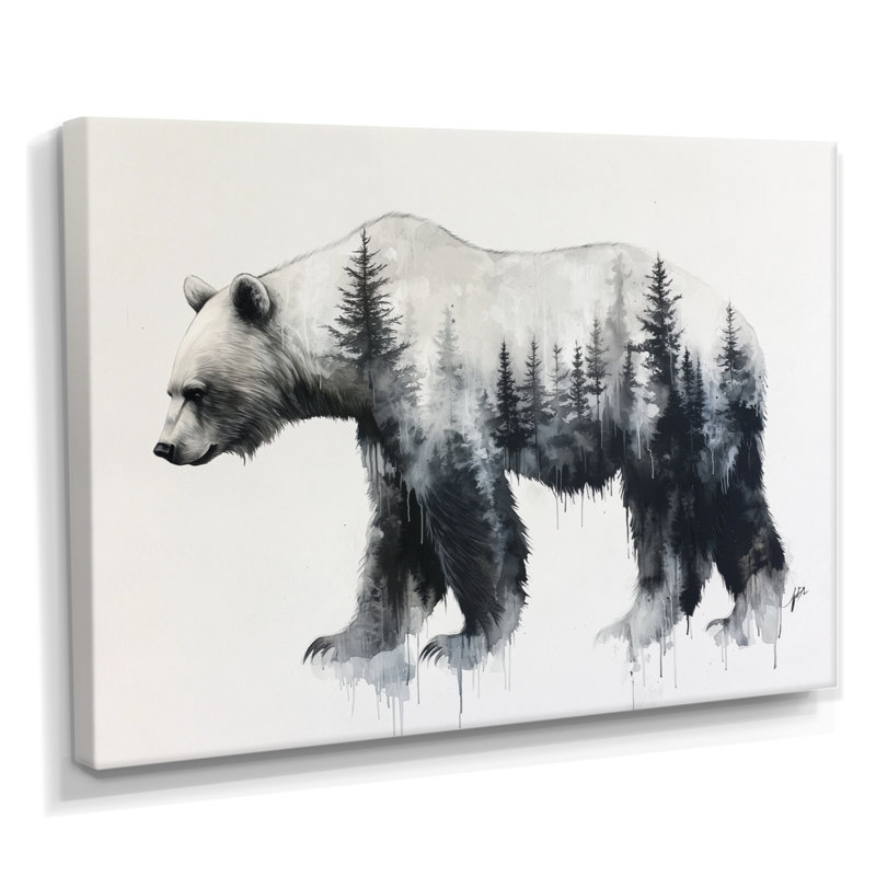 «Furry Giant Bear Double Exposure», reproduction d'art ours, 12" H x 20" W, Toile tendue, Ne s’applique pas