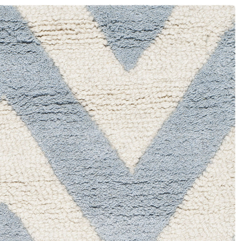 Sanyla Hand Tufted Wool Chevron Rug, Round 6'