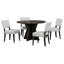 Ensemble de table de salle à manger 5 pièces pour 4 personnes, ensemble de table et chaises de cuisine rétro de 4 avec base conçue, table de salle à manger en bois avec 4 chaises rembourrées pour les petits espaces et la salle à manger-628078583-628078580