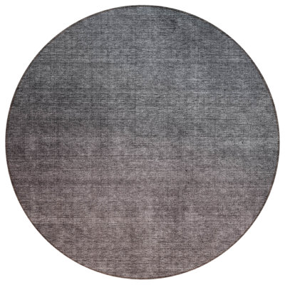 Tapis rond gris anthracite et brun 8 pi