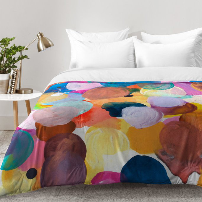 Ensemble d'édredon moderne et contemporain en microfibre orange / bleu / jaune Kent Youngstrom