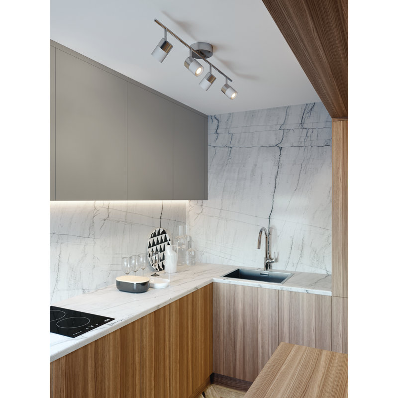 Satin Nickel and White LED Track Ceiling Light