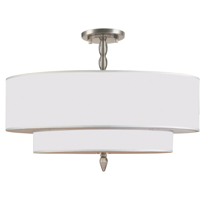 Plafonnier semi-encastré 5 lumières 26 po Stauffer, Nickel satiné