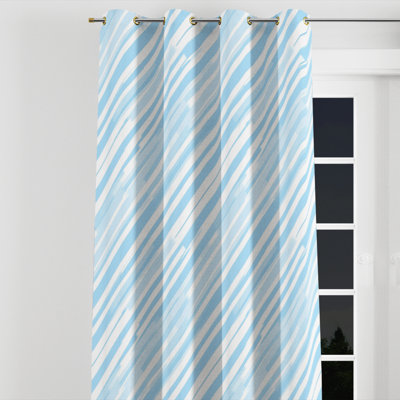 Rideaux Coastal pour chambre à coucher - Rideau à œillets rayé bleu et blanc Glacier - 1 panneau