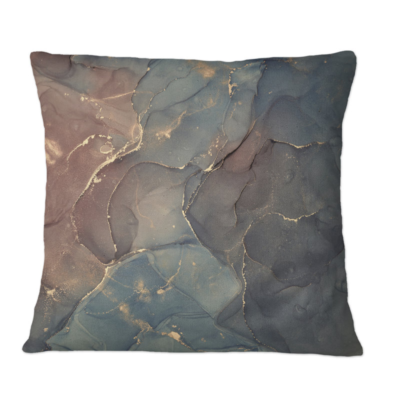 Gris et brun, art abstrait en marbre - Coussin décoratif imprimé moderne, 18 po x 18 po