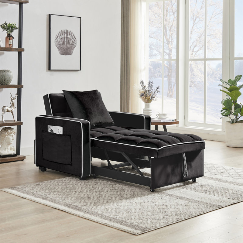 Fauteuil-lit trois-en-un, canapé-lit pliant avec dossier réglable, convertible en fauteuil inclinable et lit simple pour la vie adulte moderne