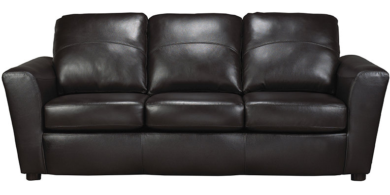 Canapé à accoudoirs évasés en cuir véritable Lidiya, H 36 po x l 87 po x P 37 po, Noir