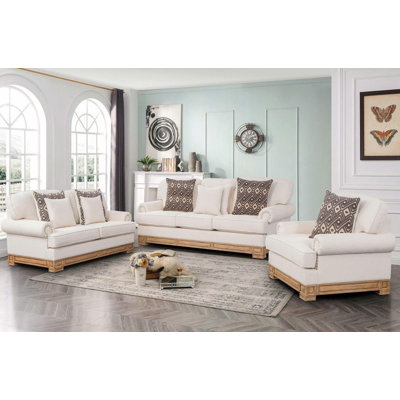 Emerson Contemporary Natural 2-piece Living Room Set with Wood Accents