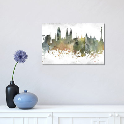 Barcelona Skyline 1 Piece Wrapped Canvas Painting