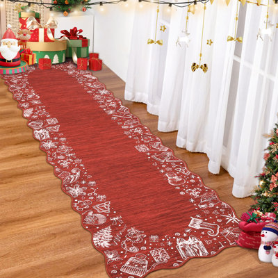 Tapis de Noël pour la chambre à coucher du salon, tapis lavables, tapis décoratif en flocons de neige doux et antidérapant à poils courts, tapis de sol pliables pour la chambre de bébé, la salle à manger et la décoration des Fêtes