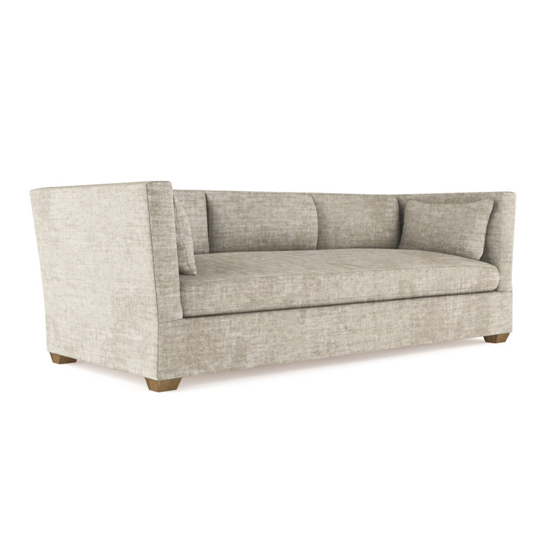 Rivington Flare Square Track-Arm Sofa, Box Weave Linen Graphite, 31" H x 96" W x 37" D, Weathered