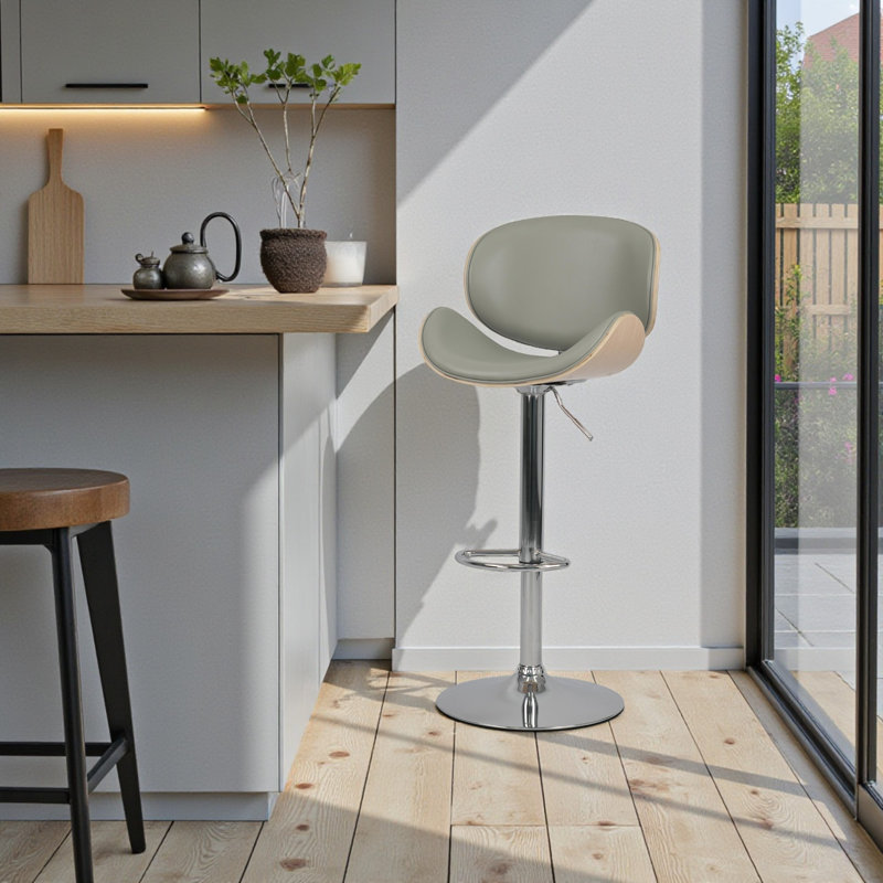 Tabourets de bar pivotants rembourrés modernes Zager, 6, Gris