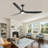 Black Solid Wood Ceiling Fan With Light-1699609421