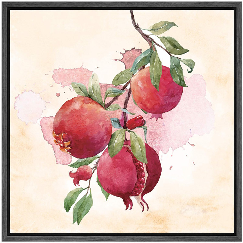 Aquarelle, éclaboussure, grenade, fruit, nourriture, illustrations, réalisme, nature rustique, relax / calme, impression sur toile