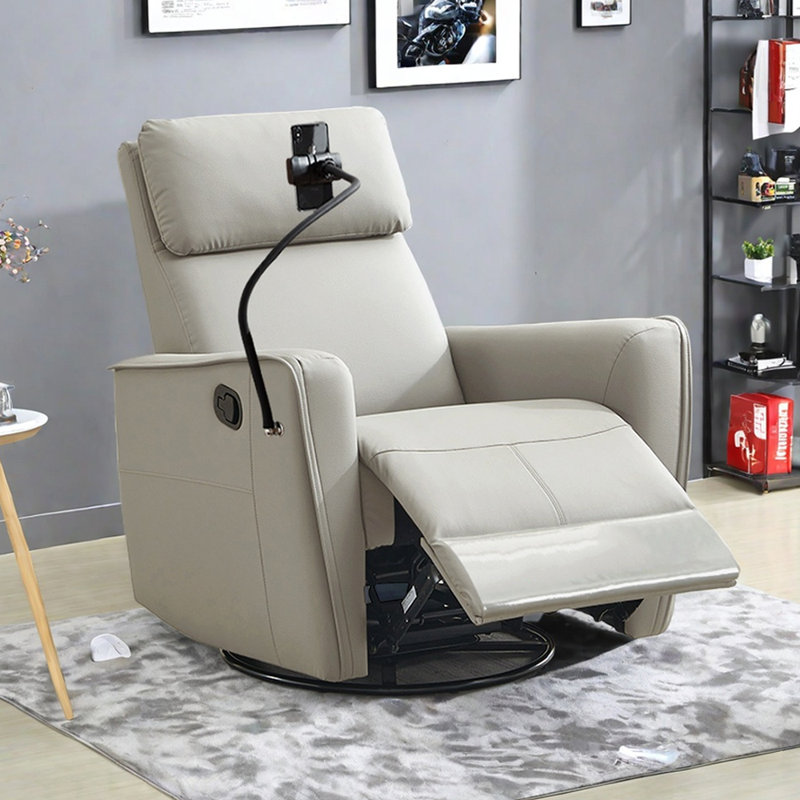Fauteuil inclinable multifonctionnel de salon, Similicuir gris pâle