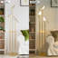 Lampe sur pied dorée pour le salon, lampe sur pied moderne avec tablettes, lampe sur pied Mid-Century avec 3 lumières d'oiseaux réglables à DEL
