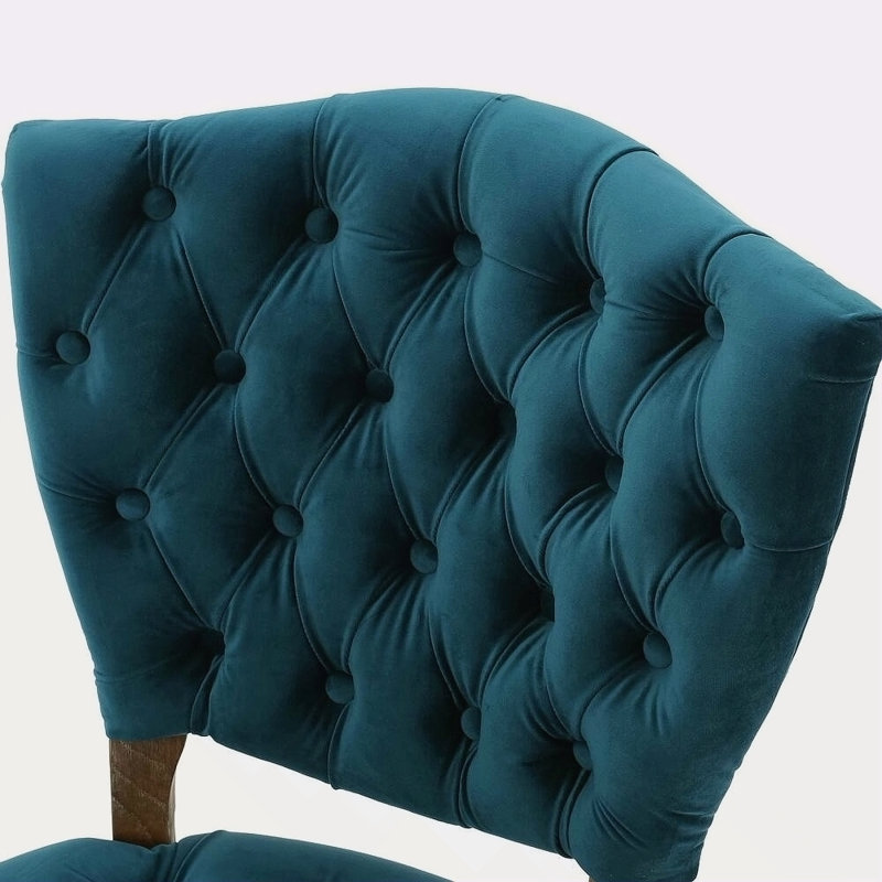 Chaise capitonnée KD (ensemble de 2), Velours bleu sarcelle