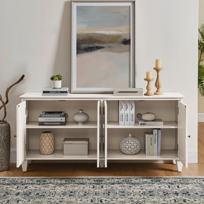 Buffet 65,5 po Mid Century Modern Buffet, Blanc