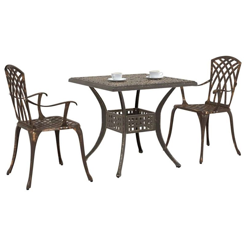 2 - Person Patio Dining Set Square Table, Bronze
