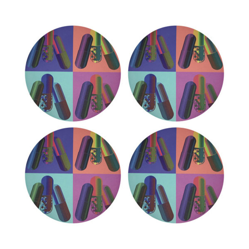 Ode To Hurst Vegan Leather Round Placemats, Neon