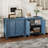 Geometric Embossed Storage Cabinet with Magnetic Doors, Matte Vintage Finish, Handle-Free Design, Raised Legs for Easy Cleaning, Entryway Sideboard Cabinet for Living Room & Bedroom