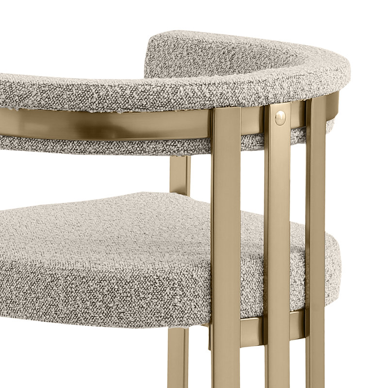 Chaises d'appoint en tissu Boucle avec structure en chrome brossé, Or brossé, Gris