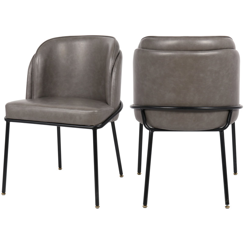 Jagger Faux Leather Dining Chair, Set Of 2, Grey Vegan Leather