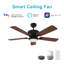 Ventilateur de plafond intelligent de 52 pouces Glacier, ensemble d'éclairage à DEL à intensité variable et télécommande, intérieur / extérieur, fonctionne avec Alexa / Google Home / Siri