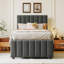 Lit plateforme simple tapissier avec lit gigogne et 3 tiroirs attrayants en lin gris - look moderne