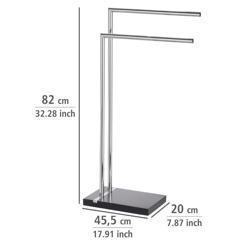 Noble 45.5 cm L 2 - Bar Freestanding Towel Stand, Black