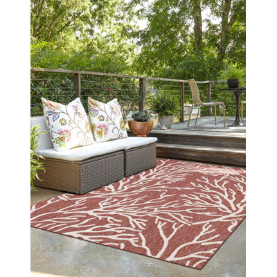 Contemporary Outdoor Ayton Area Rug Rust Red Colour