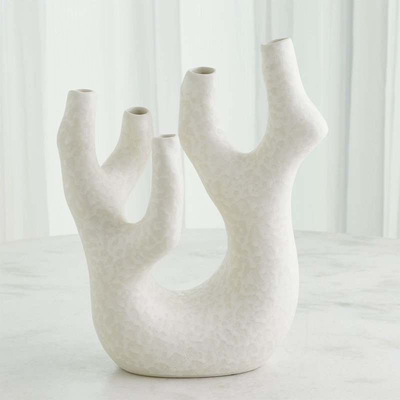 Creation Handmade Earthenware Table Vase, White