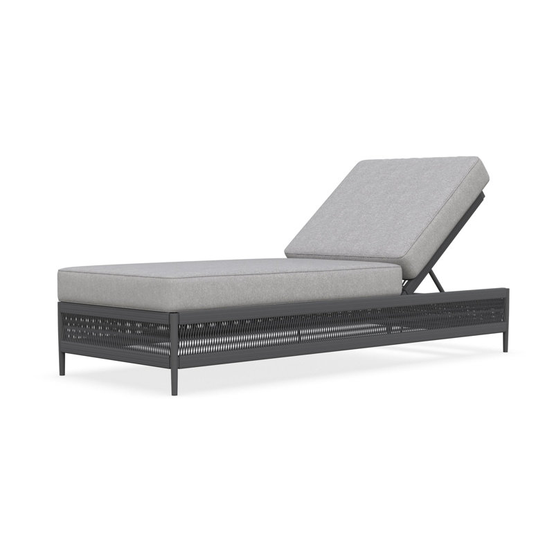 Catalina 78.74" Long Reclining Single Chaise with Cushions, Ash Frame/Fog Cushion