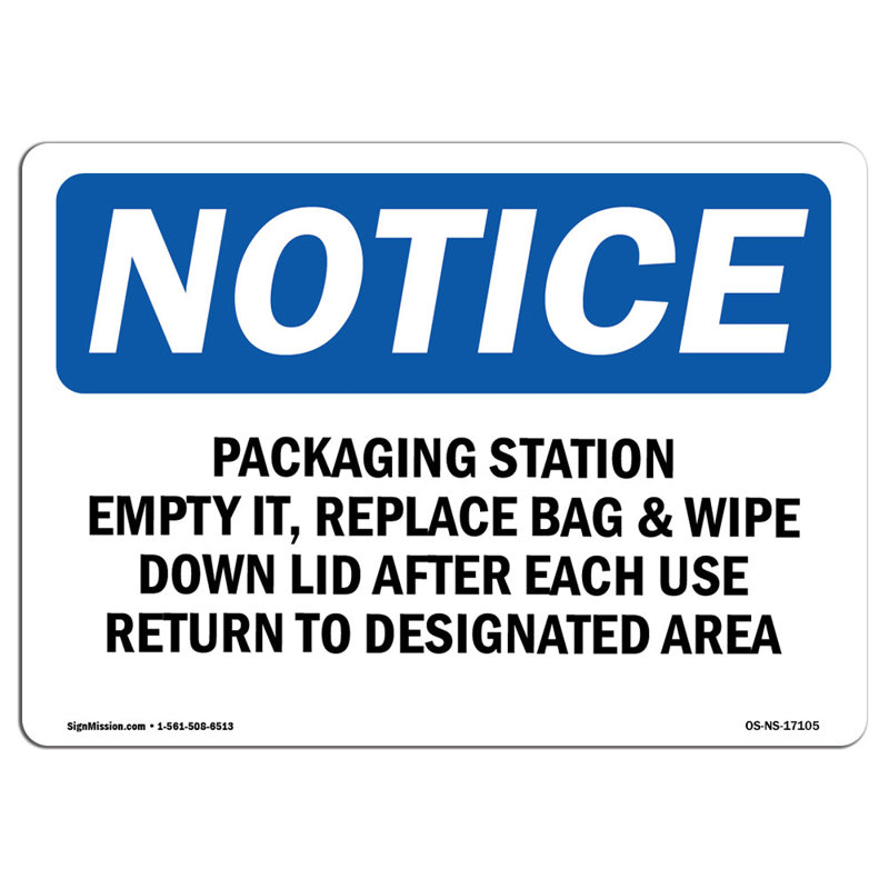 Packaging Station Empty It Replace Bag Sign