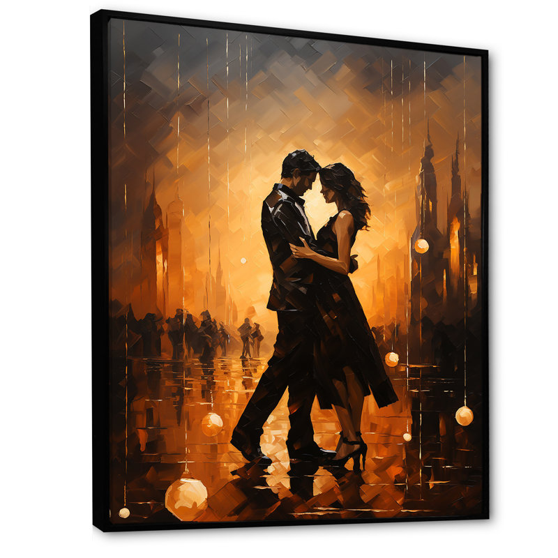 «Dance Tango Couple Harmony I» sur toile, Cadre flottant noir, H 40 po x l 30 po x P 1,5 po