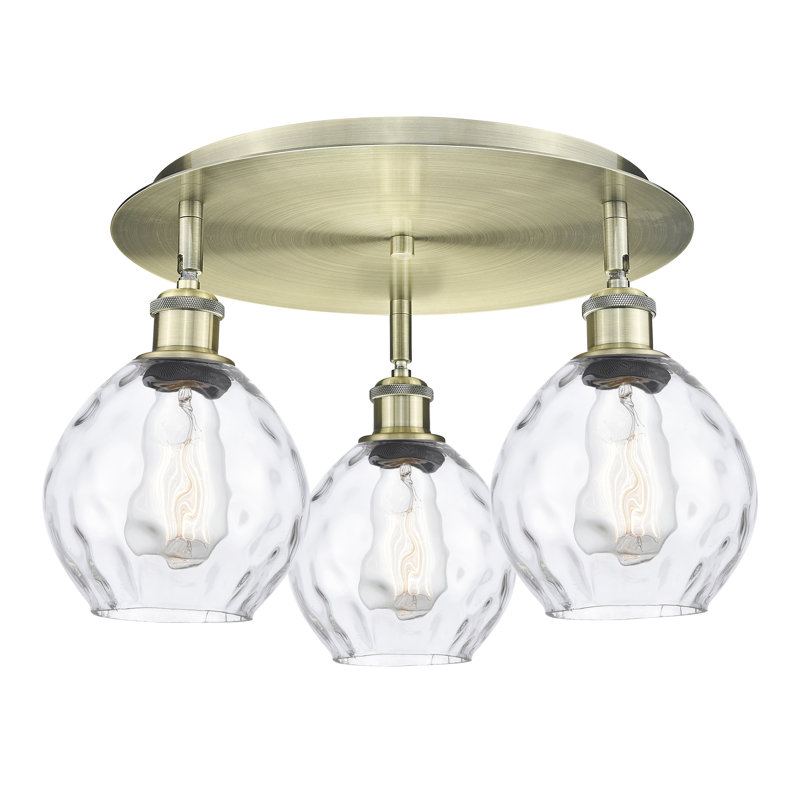 Beren Glass Flush Mount, Antique Brass