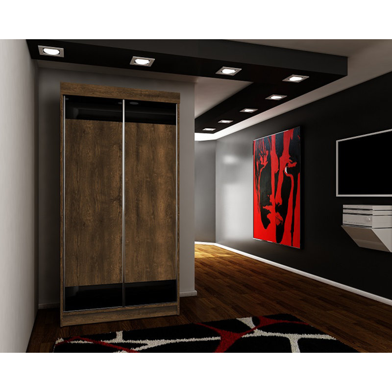 Lyrissa 2 Door Wardrobe, Burnt Wood/Black