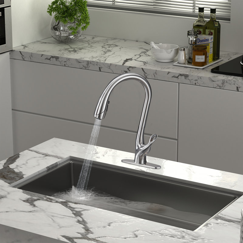 Mondawe Pull Down Kitchen Faucet, Brushed Nickel