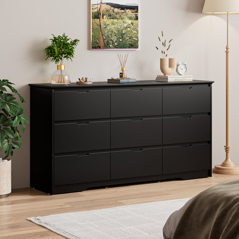 Commode 9 tiroirs Lianna, Noir