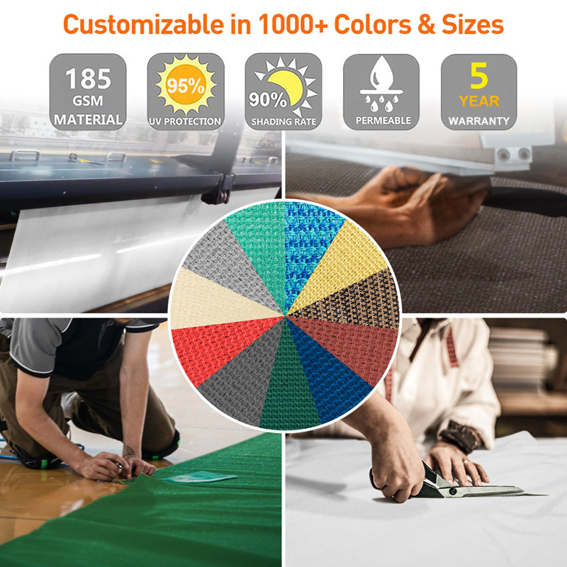 Customize Rectangle Sun Shade Sail, Light Grey, 20' x 29'