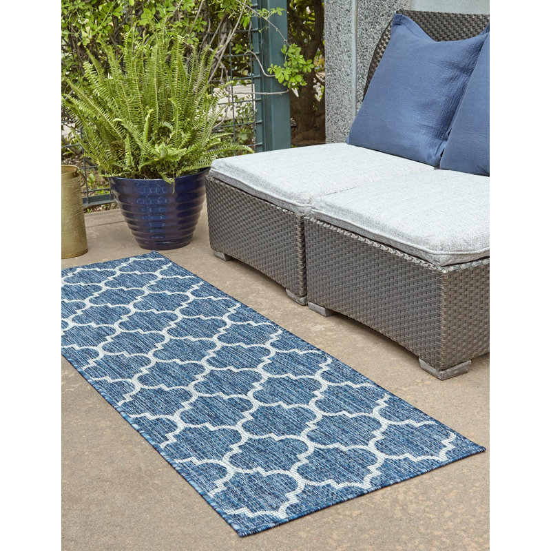 Suffolk Blue Indoor/Outdoor Area Rug, Runner 2' x 8'