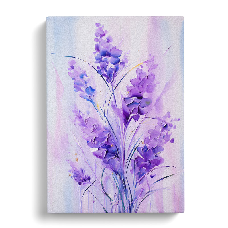 Lavender Flower Gestural No.3 - Wrapped Canvas, 60cm H x 40cm W x 3cm D